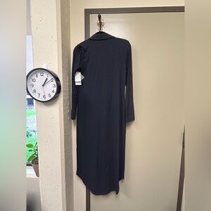 Blue long-sleeve shirt dress